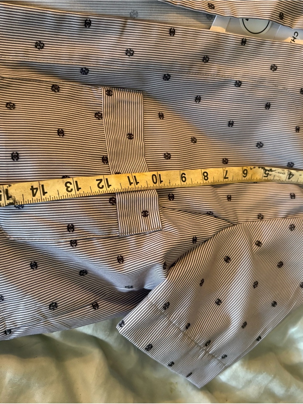 CHANEL Light Blue & White Striped Cropped Jacket with CC Clasp 24 P - Picture 5 of 9